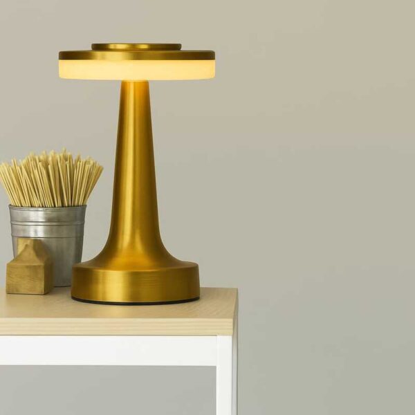 Gold Rechargeable Cord-Free Lamp - 3 Brightness Modes